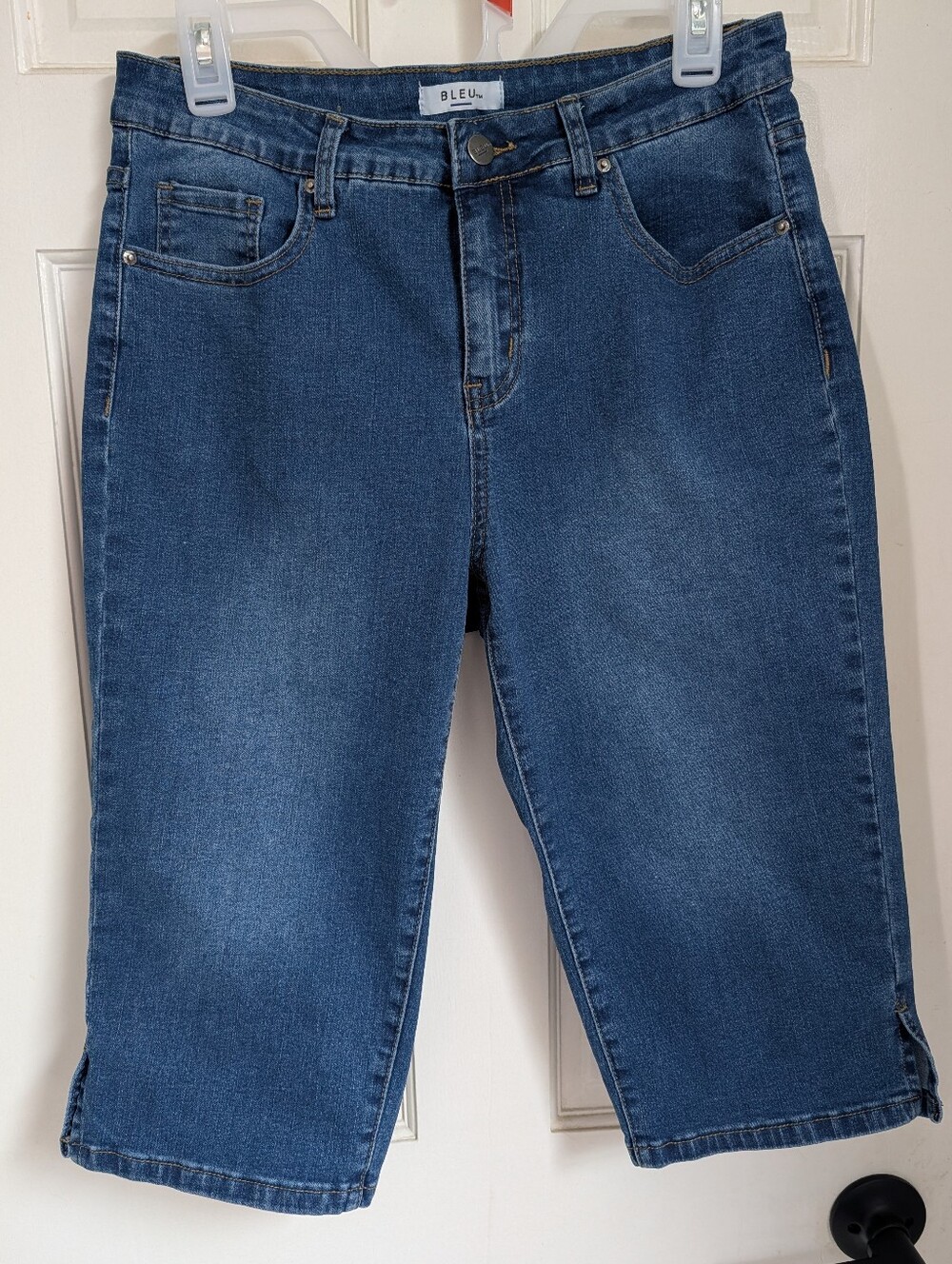 Bleu Dark Wash Cropped Denim Bermuda Jeans